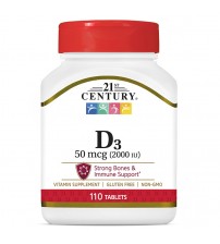 Вітамін D3 21st Century Vitamin D3 2000 IU 110tabs